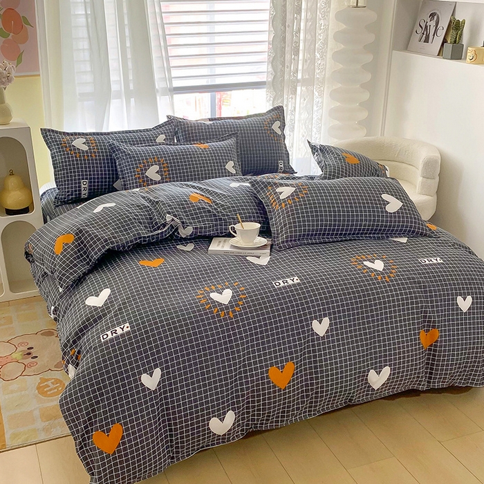 91家纺网 家纺一手货源 找家纺 梵巢家纺 2025新款芦荟棉四件套和单品印花四件套 床笠款四件套心心念念