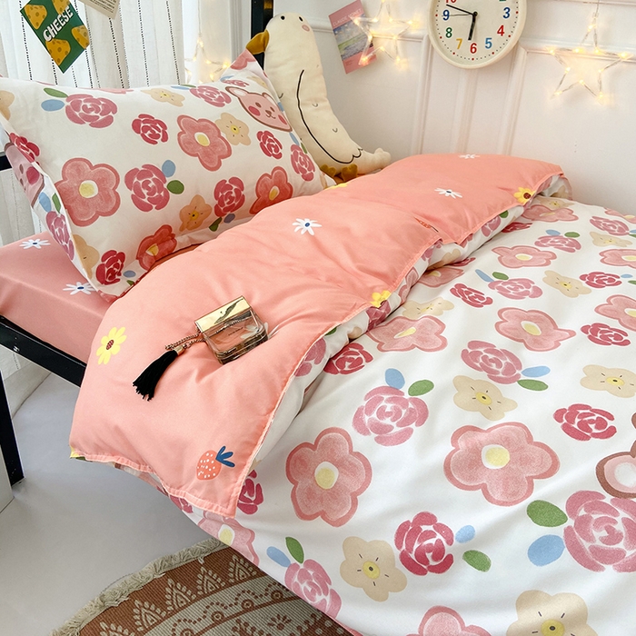 91家纺网 家纺一手货源 找家纺 港岛妹妹 2024新款芦荟棉印花四件套四件套学生床宿舍图 美好生活