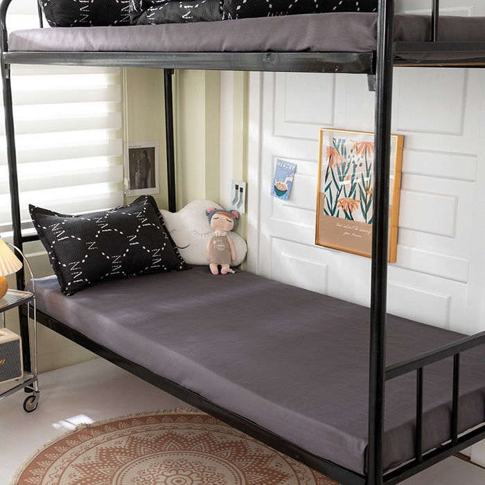 91家纺网 家纺一手货源 找家纺 港岛妹妹 2024新款芦荟棉印花四件套四件套学生床宿舍图 摩卡黑