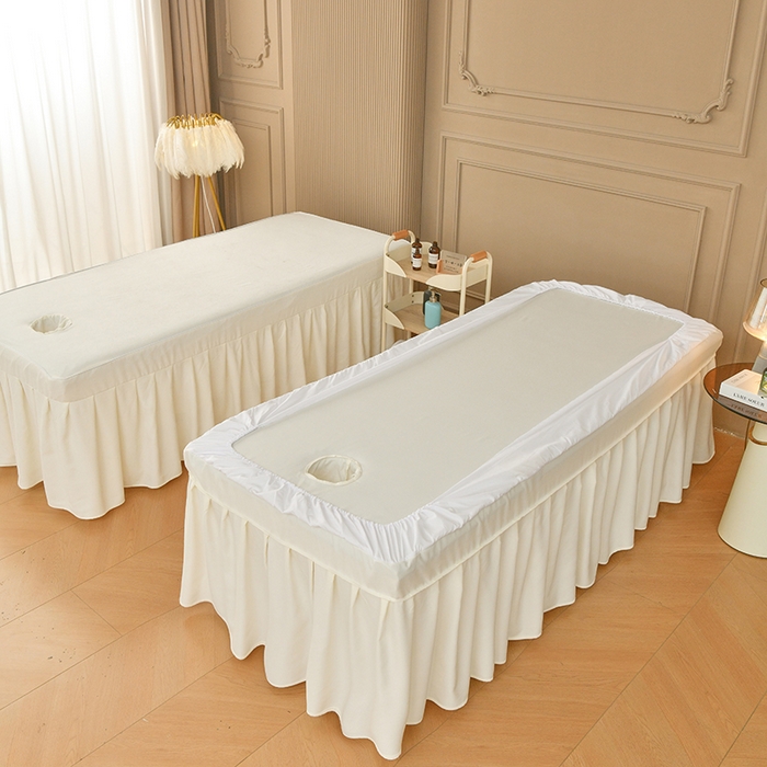 91家纺网 家纺一手货源 找家纺 不打烊家纺  (原春恩家纺) 2025新款贡棉美容床罩系列套件-艾米尔 艾米尔米白色