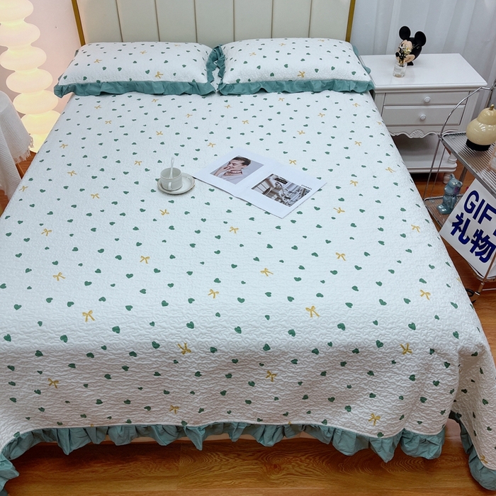 91家纺网 家纺一手货源 找家纺 暖居 2024新款夏季凉感云小棉森氧棉50棉50天丝床盖三件套 蝴蝶结兰