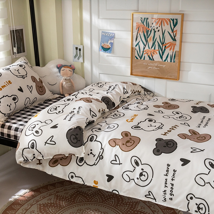 91家纺网 家纺一手货源 找家纺 港岛妹妹 2024新款芦荟棉印花四件套四件套学生床宿舍图 游乐园