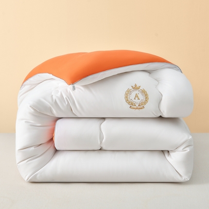 91家纺网 家纺一手货源 找家纺 寝美资家居 2024年新款母婴级大豆纤维双拼被 暖橙+瓷白