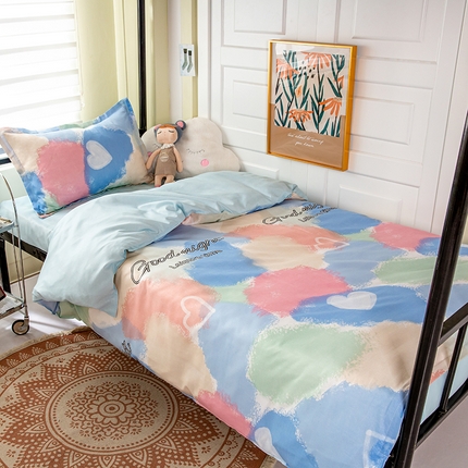 港岛妹妹 2024新款芦荟棉印花四件套四件套学生床宿舍图 渲染