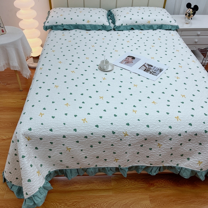 91家纺网 家纺一手货源 找家纺 暖居 2024新款夏季凉感云小棉森氧棉50棉50天丝床盖三件套 蝴蝶结兰