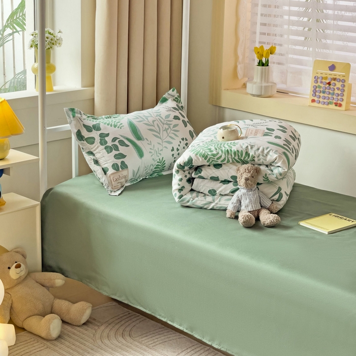 91家纺网 家纺一手货源 找家纺 港岛妹妹 2024新款芦荟棉印花四件套四件套学生床宿舍图 依叶