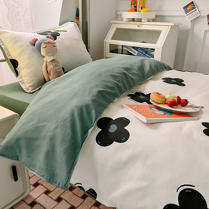 91家纺网 家纺一手货源 找家纺 港岛妹妹 2024新款芦荟棉印花四件套四件套学生床宿舍图 轻颜