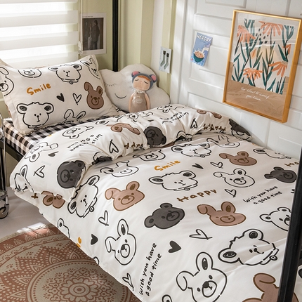 港岛妹妹 2024新款芦荟棉印花四件套四件套学生床宿舍图 游乐园