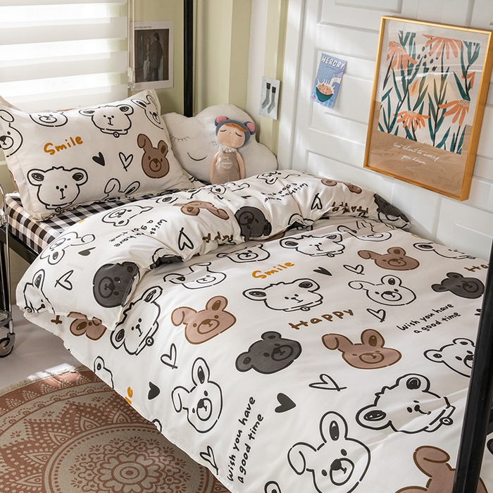 91家纺网 家纺一手货源 找家纺 港岛妹妹 2024新款芦荟棉印花四件套四件套学生床宿舍图 游乐园