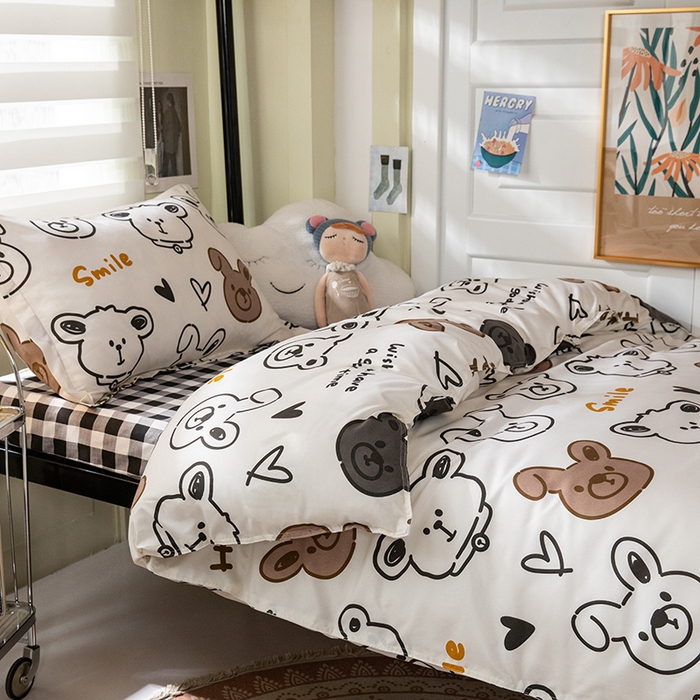 91家纺网 家纺一手货源 找家纺 港岛妹妹 2024新款芦荟棉印花四件套四件套学生床宿舍图 游乐园