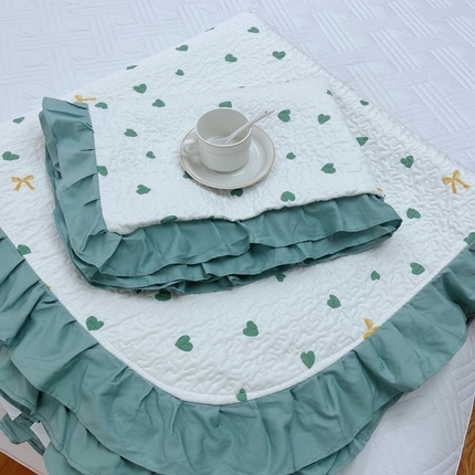 暖居 2024新款夏季凉感云小棉森氧棉50棉50天丝床盖三件套 蝴蝶结兰