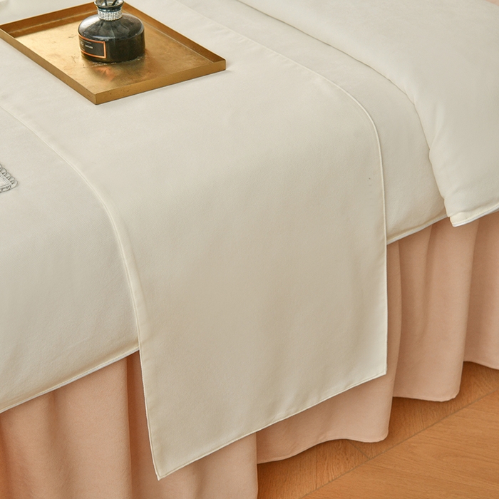 91家纺网 家纺一手货源 找家纺 不打烊家纺  (原春恩家纺) 2025新款贡棉美容床罩系列套件-艾米尔 艾米尔米白色拼驼色