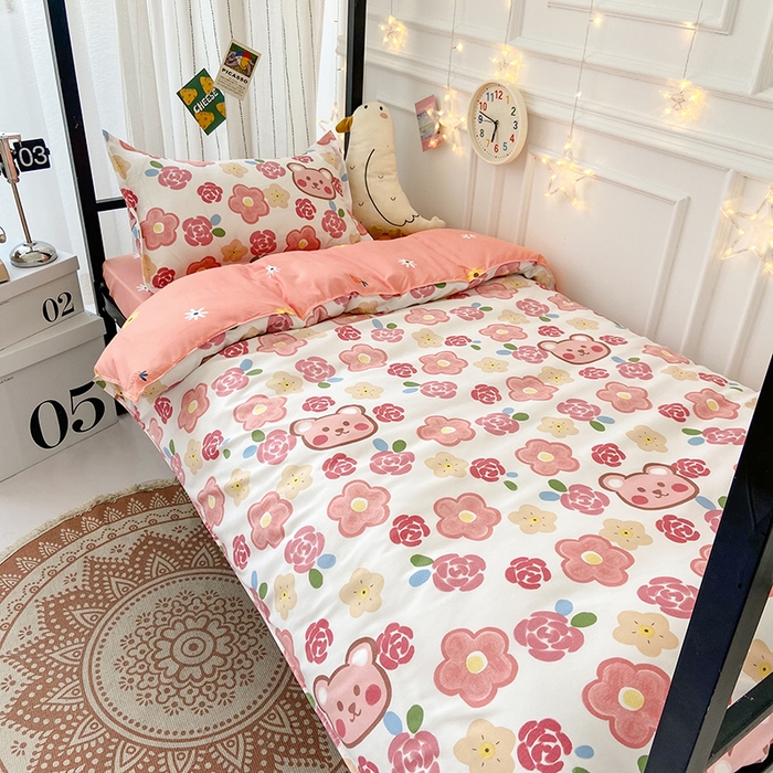 91家纺网 家纺一手货源 找家纺 港岛妹妹 2024新款芦荟棉印花四件套四件套学生床宿舍图 美好生活