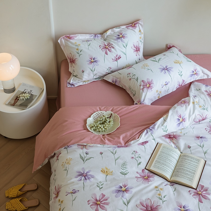 91家纺网 家纺一手货源 找家纺 左右家纺 2024新款全棉生态云棉活性印花四件套 晚晴