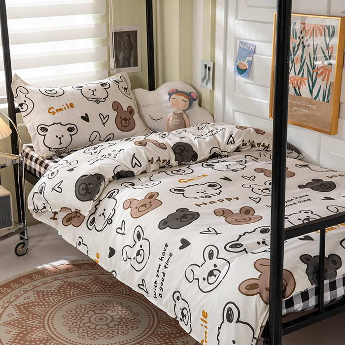 91家纺网 家纺一手货源 找家纺 港岛妹妹 2024新款芦荟棉印花四件套四件套学生床宿舍图 游乐园