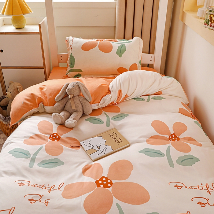 91家纺网 家纺一手货源 找家纺 港岛妹妹 2024新款芦荟棉印花四件套四件套学生床宿舍图 馥郁