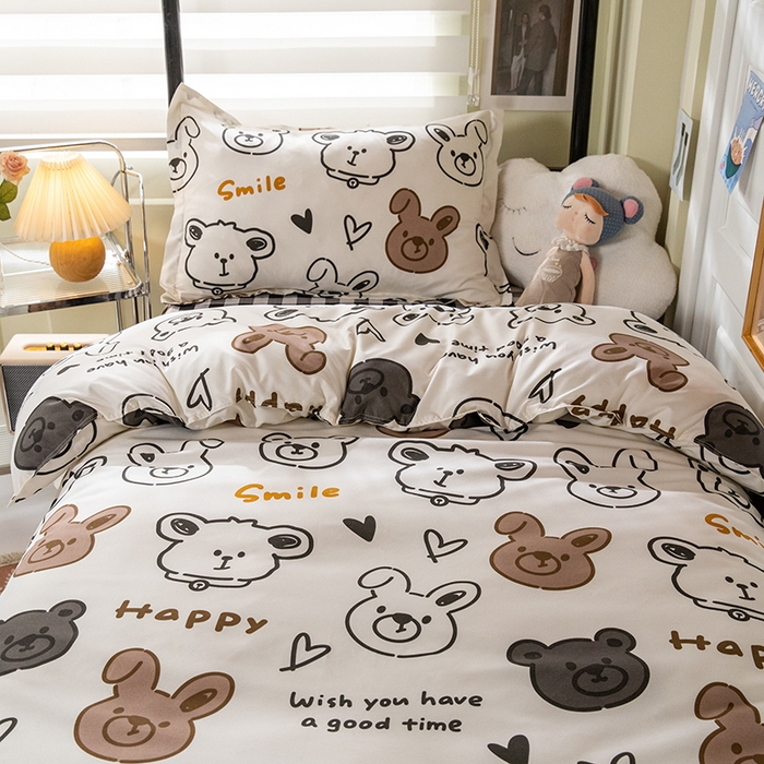 91家纺网 家纺一手货源 找家纺 港岛妹妹 2024新款芦荟棉印花四件套四件套学生床宿舍图 游乐园