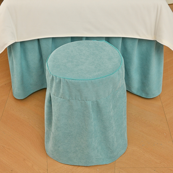 91家纺网 家纺一手货源 找家纺 不打烊家纺  (原春恩家纺) 2025新款贡棉美容床罩系列套件-艾米尔 艾米尔米白色拼绿色