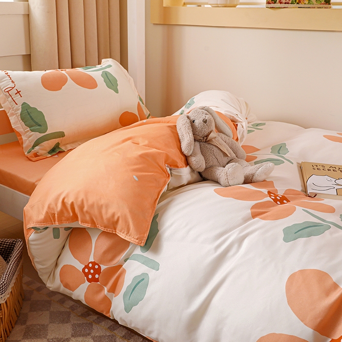 91家纺网 家纺一手货源 找家纺 港岛妹妹 2024新款芦荟棉印花四件套四件套学生床宿舍图 馥郁