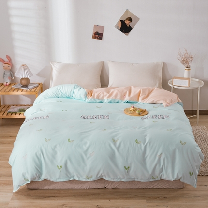 91家纺网 家纺一手货源 找家纺 港岛妹妹 2024新款芦荟棉印花单被套 绿芽