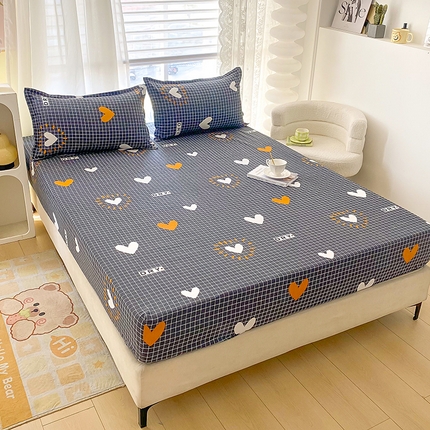 梵巢家纺 芦荟棉床笠，外贸跨境单床笠磨毛床笠印花床笠心心念念