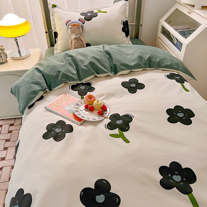 91家纺网 家纺一手货源 找家纺 港岛妹妹 2024新款芦荟棉印花四件套四件套学生床宿舍图 轻颜