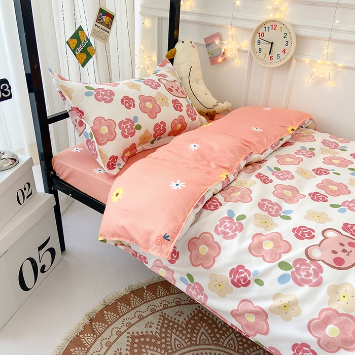 91家纺网 家纺一手货源 找家纺 港岛妹妹 2024新款芦荟棉印花四件套四件套学生床宿舍图 美好生活