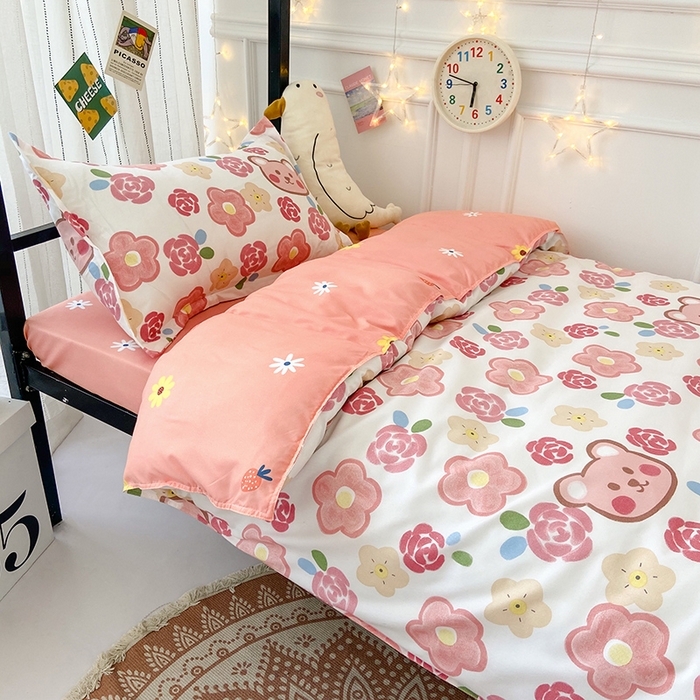 91家纺网 家纺一手货源 找家纺 港岛妹妹 2024新款芦荟棉印花四件套四件套学生床宿舍图 美好生活