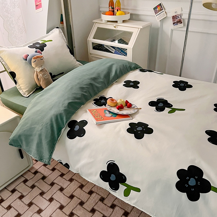 91家纺网 家纺一手货源 找家纺 港岛妹妹 2024新款芦荟棉印花四件套四件套学生床宿舍图 轻颜