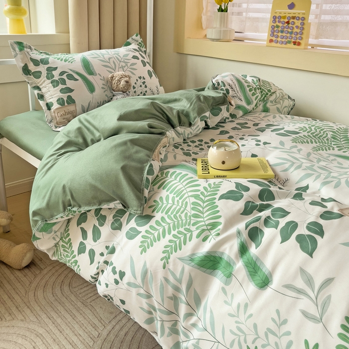 91家纺网 家纺一手货源 找家纺 港岛妹妹 2024新款芦荟棉印花四件套四件套学生床宿舍图 依叶