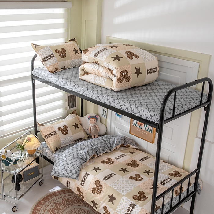 91家纺网 家纺一手货源 找家纺 港岛妹妹 2024新款芦荟棉印花四件套四件套学生床宿舍图 轻奢