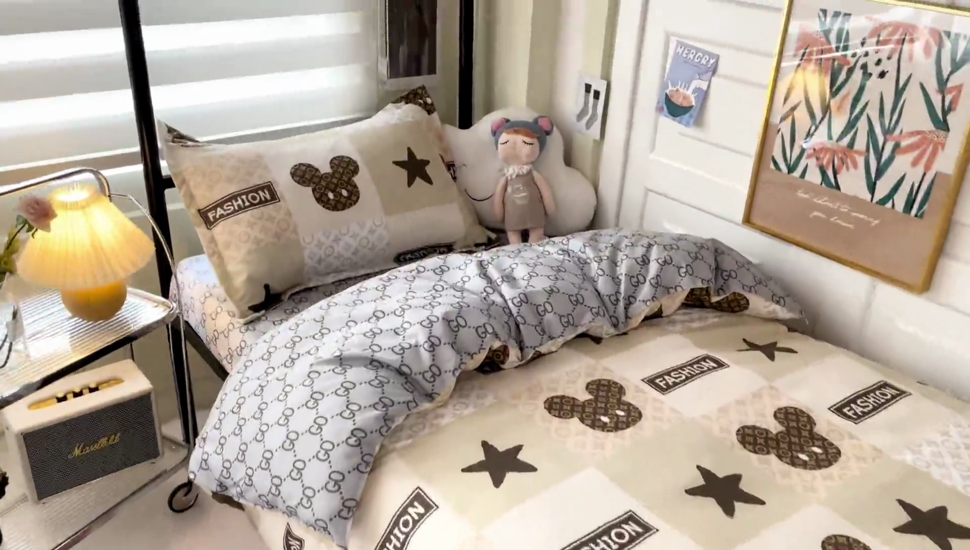 91家纺网 家纺一手货源 找家纺 港岛妹妹 2024新款芦荟棉印花四件套四件套学生床宿舍图 轻奢