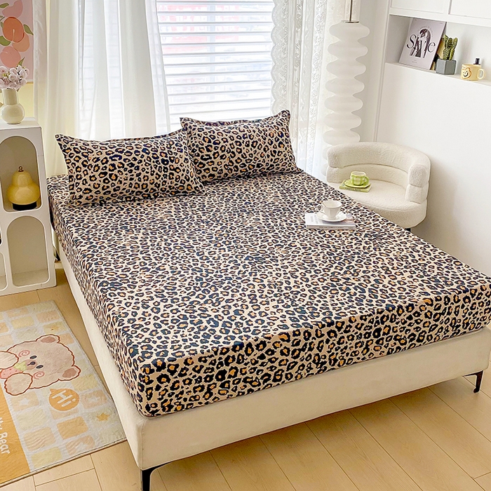 91家纺网 家纺一手货源 找家纺 梵巢家纺 芦荟棉床笠，外贸跨境单床笠磨毛床笠印花床笠豹纹