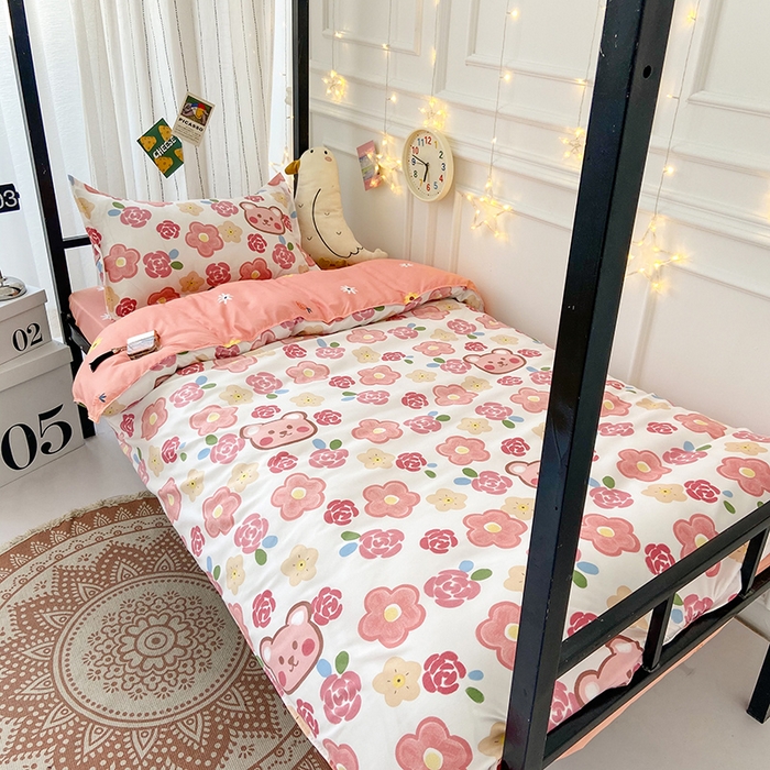 91家纺网 家纺一手货源 找家纺 港岛妹妹 2024新款芦荟棉印花四件套四件套学生床宿舍图 美好生活