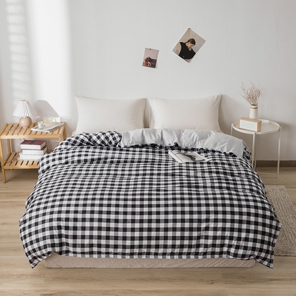 港岛妹妹 2024新款芦荟棉印花单被套 黑白格