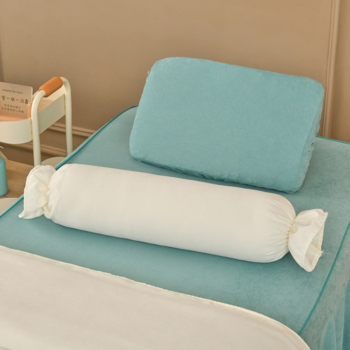 91家纺网 家纺一手货源 找家纺 不打烊家纺  (原春恩家纺) 2025新款贡棉美容床罩系列套件-艾米尔 艾米尔米白色拼绿色