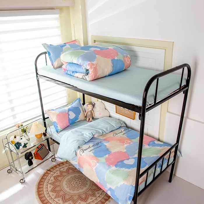 91家纺网 家纺一手货源 找家纺 港岛妹妹 2024新款芦荟棉印花四件套四件套学生床宿舍图 渲染