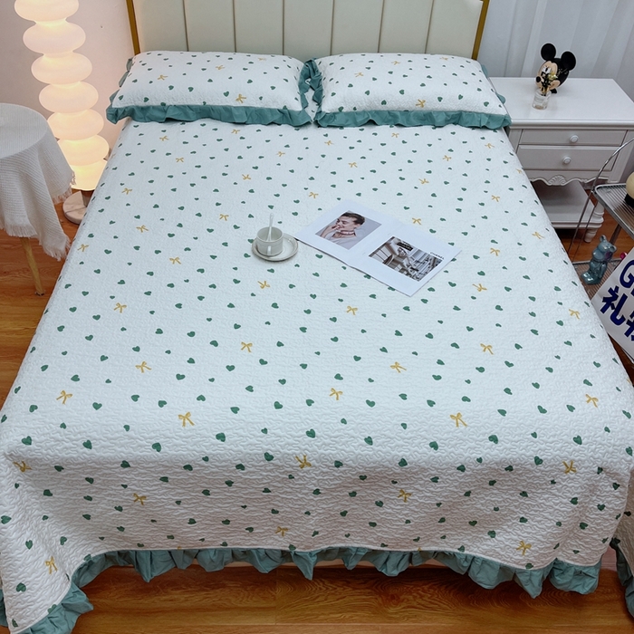 91家纺网 家纺一手货源 找家纺 暖居 2024新款夏季凉感云小棉森氧棉50棉50天丝床盖三件套 蝴蝶结兰