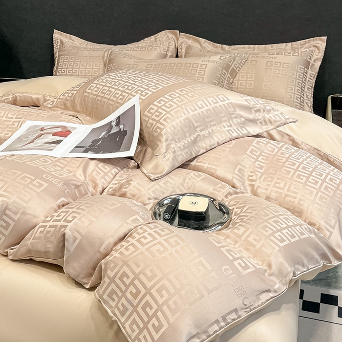 91家纺网 家纺一手货源 找家纺 宅家居 2024新款轻奢高精密贡缎提花臻品真丝四件套 梵希-香槟金