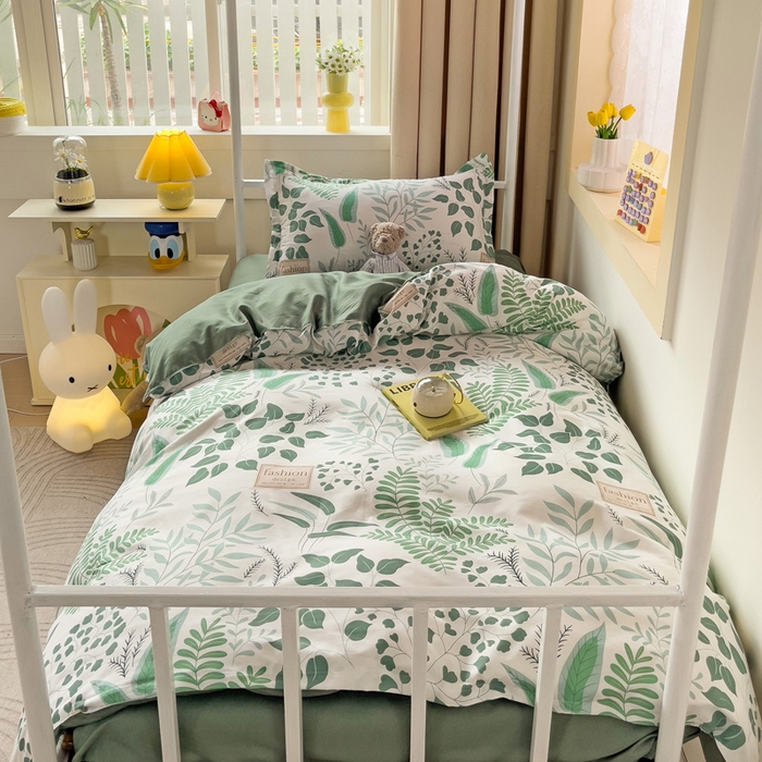 91家纺网 家纺一手货源 找家纺 港岛妹妹 2024新款芦荟棉印花四件套四件套学生床宿舍图 依叶