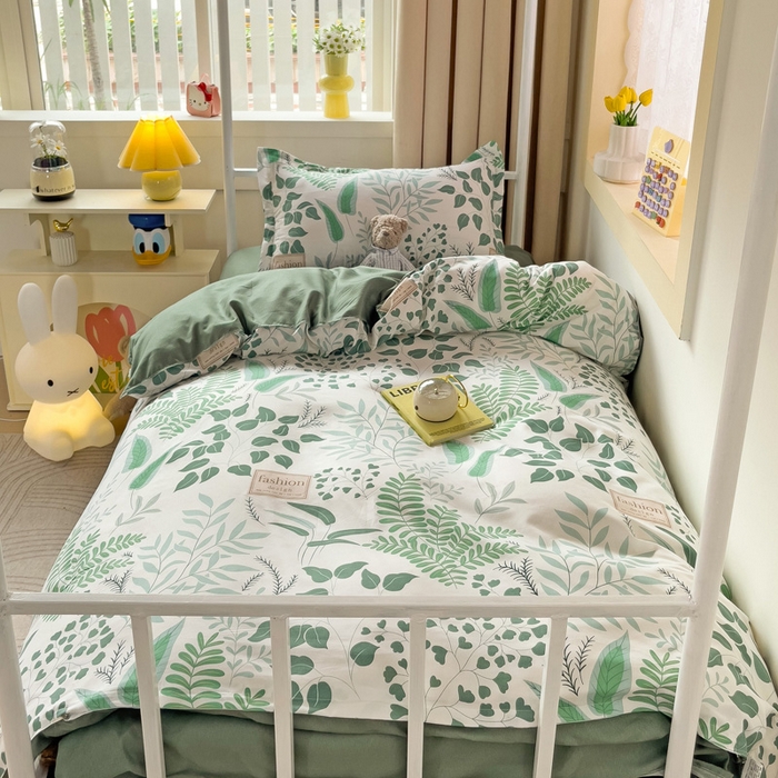 91家纺网 家纺一手货源 找家纺 港岛妹妹 2024新款芦荟棉印花四件套四件套学生床宿舍图 依叶