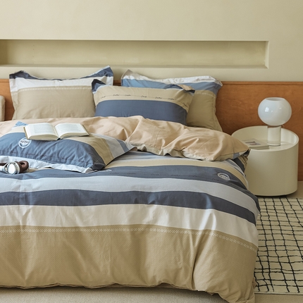 91家纺网 家纺一手货源 找家纺 左右家纺 2024新款全棉生态云棉活性印花四件套 莱恩-黄