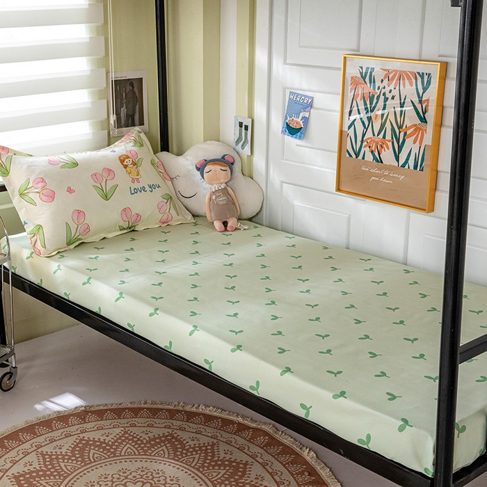 91家纺网 家纺一手货源 找家纺 港岛妹妹 2024新款芦荟棉印花四件套四件套学生床宿舍图 繁花