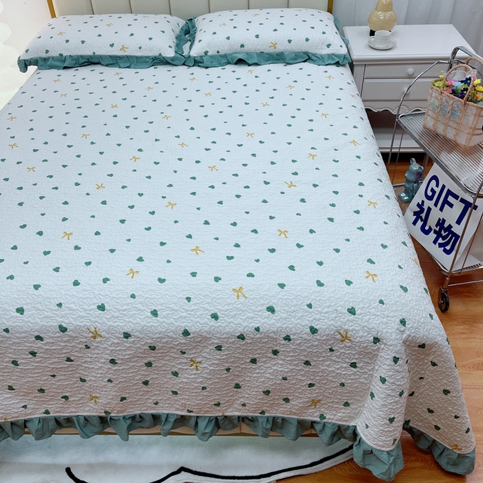 91家纺网 家纺一手货源 找家纺 暖居 2024新款夏季凉感云小棉森氧棉50棉50天丝床盖三件套 蝴蝶结兰