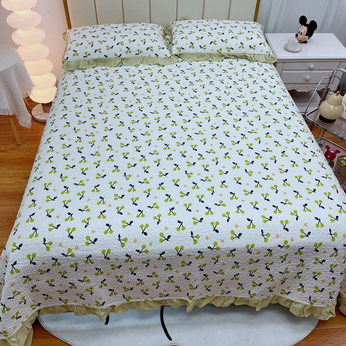 91家纺网 家纺一手货源 找家纺 暖居 2024新款夏季凉感云小棉森氧棉50棉50天丝床盖三件套 田园