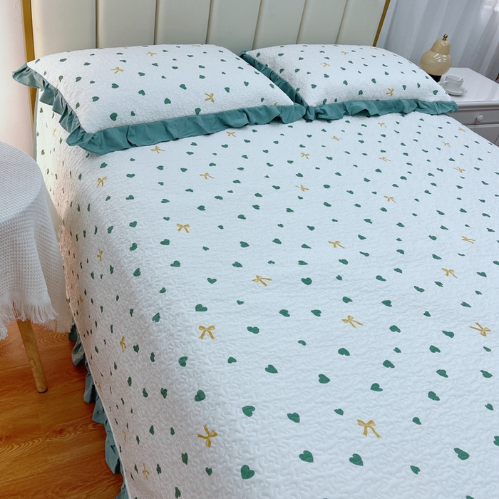 91家纺网 家纺一手货源 找家纺 暖居 2024新款夏季凉感云小棉森氧棉50棉50天丝床盖三件套 蝴蝶结兰