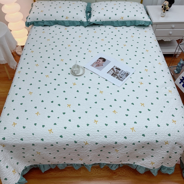 91家纺网 家纺一手货源 找家纺 暖居 2024新款夏季凉感云小棉森氧棉50棉50天丝床盖三件套 蝴蝶结兰