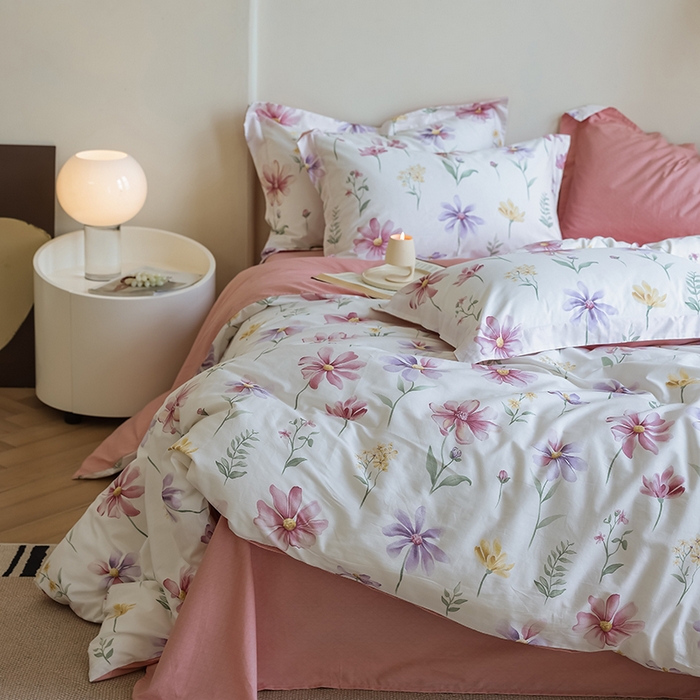 91家纺网 家纺一手货源 找家纺 左右家纺 2024新款全棉生态云棉活性印花四件套 晚晴