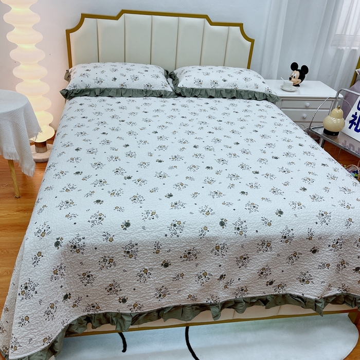 91家纺网 家纺一手货源 找家纺 暖居 2024新款夏季凉感云小棉森氧棉50棉50天丝床盖三件套 秋谨兰