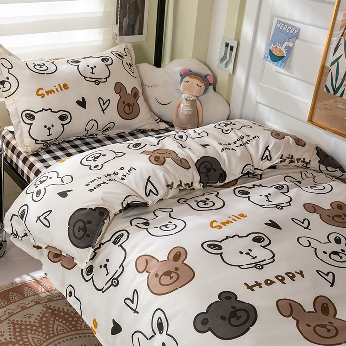 91家纺网 家纺一手货源 找家纺 港岛妹妹 2024新款芦荟棉印花四件套四件套学生床宿舍图 游乐园